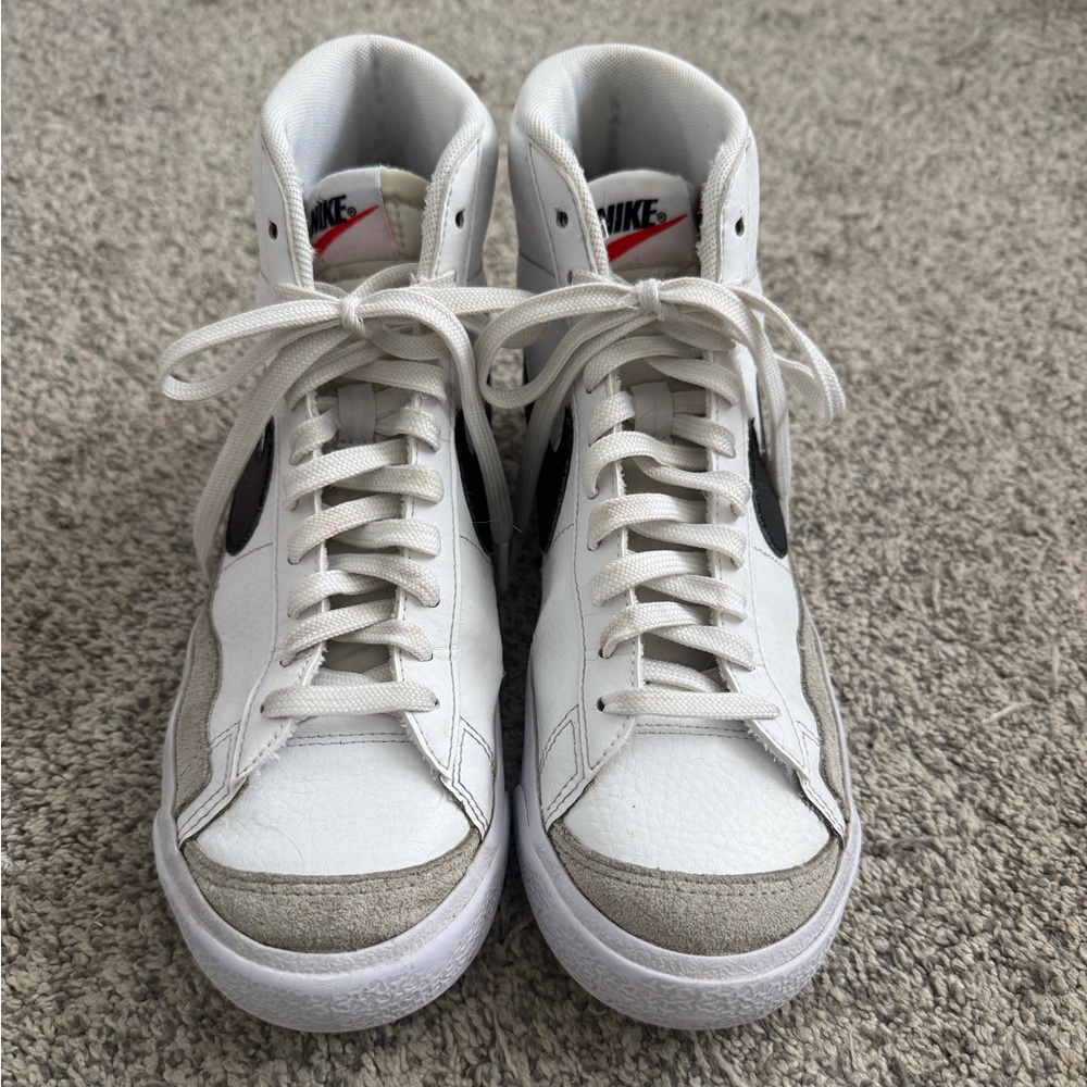 Nike High-Top Sneakers in White, Gray, and Black
